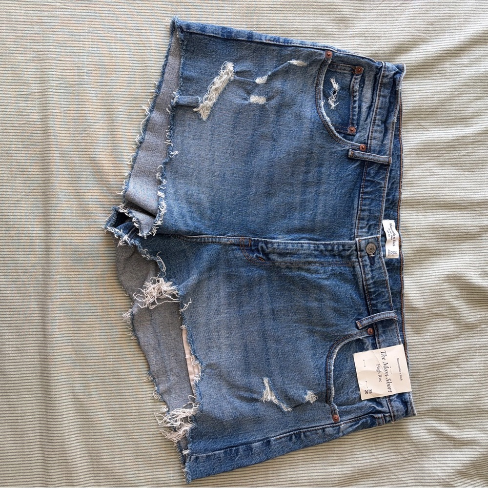 Abercrombie & Fitch Distressed Blue Denim Cutoff Shorts
